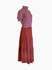 YIMY x MANÚ - Long skirt with stripes 100% Cashmere