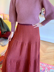 YIMY x MANÚ - Long skirt with stripes 100% Cashmere